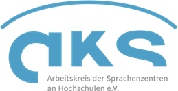 Logo des Arbeitskreis der Sprachenzentren an Hochschulen e.V. Das Logo zeigt den Schriftzug "aks" mit der Beischrift "Arbeitskreis der Sprachenzentren an Hochschulen e.V."