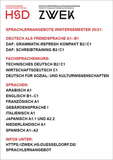 Sprachlernangebot des ZWEK der Hochschule Düsseldorf
